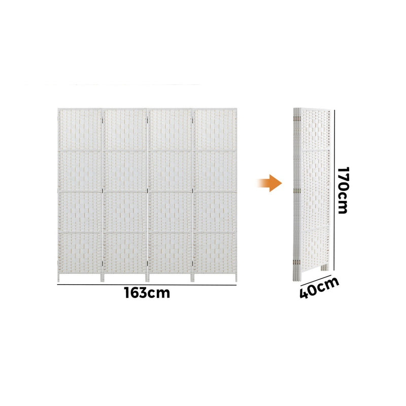 Oikiture 4 Panel Room Divider Privacy Screen White