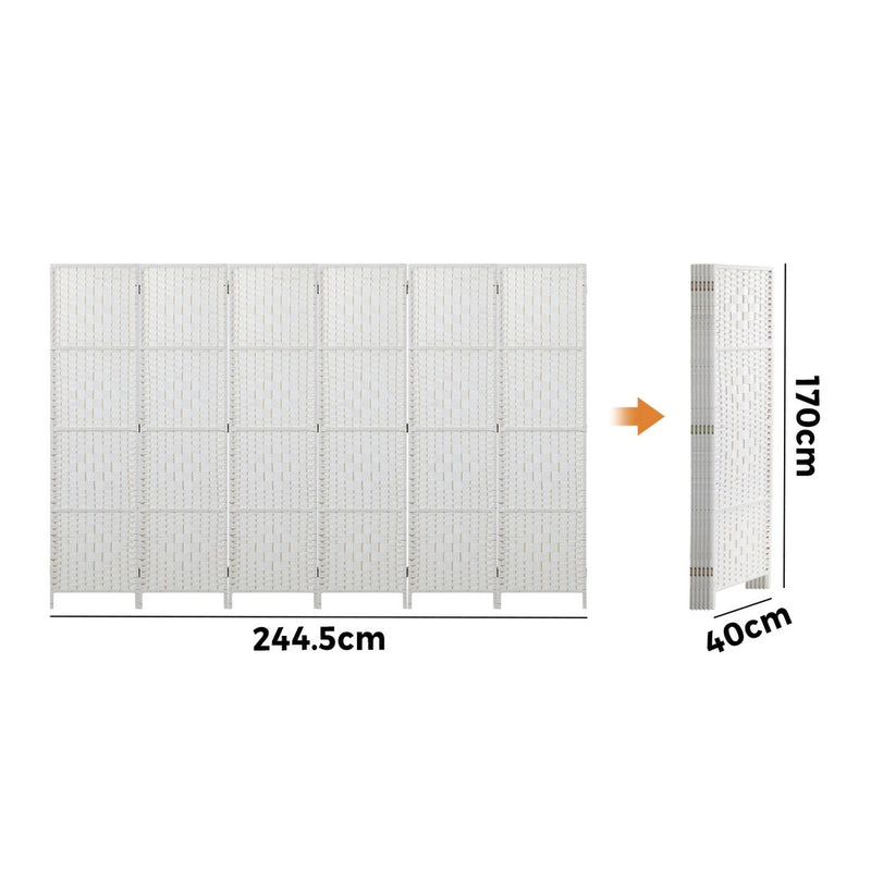 Oikiture 6 Panel Room Divider Privacy Screen White