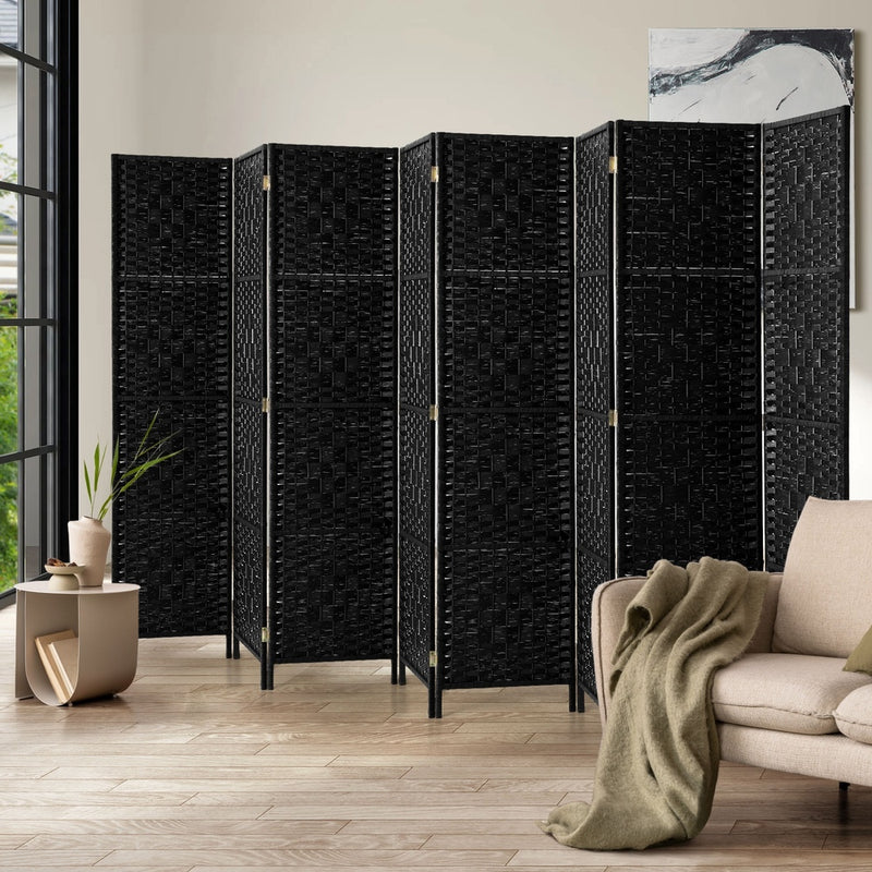 Oikiture 8 Panel Room Divider Privacy Screen Black