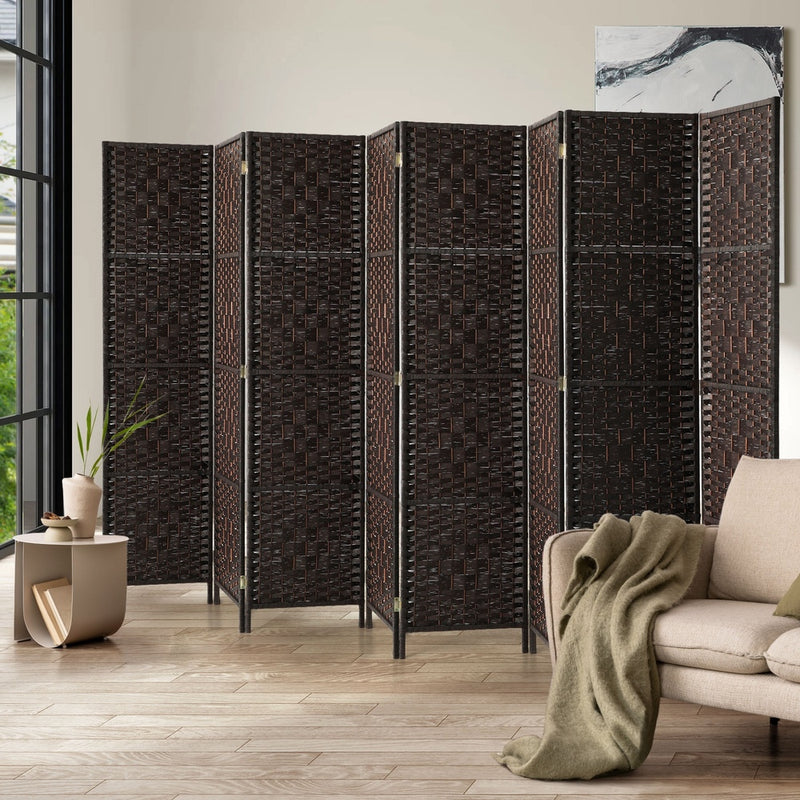 Oikiture 8 Panel Room Divider Privacy Screen Brown