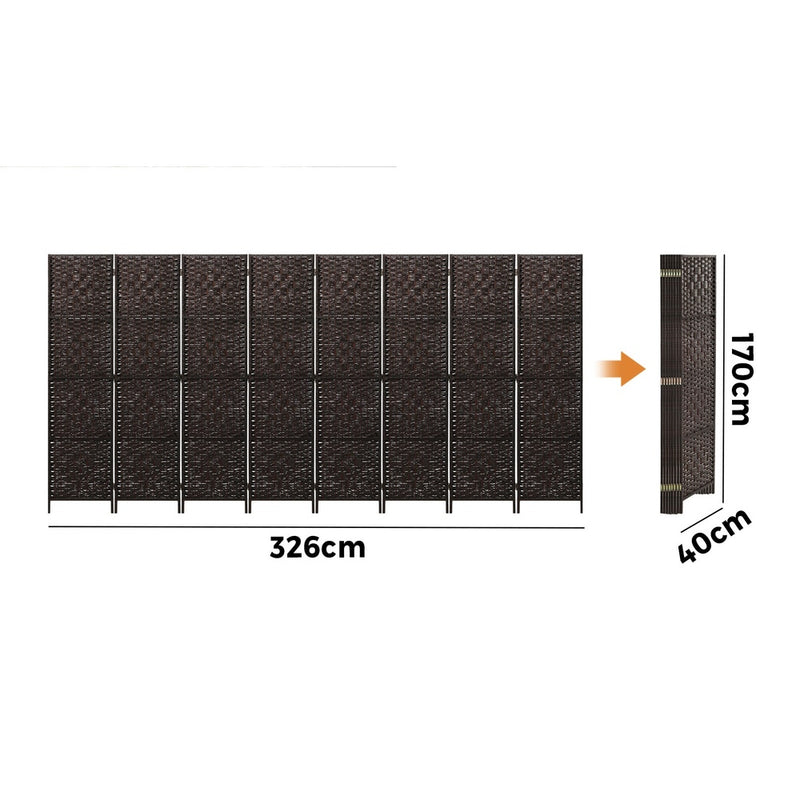 Oikiture 8 Panel Room Divider Privacy Screen Brown