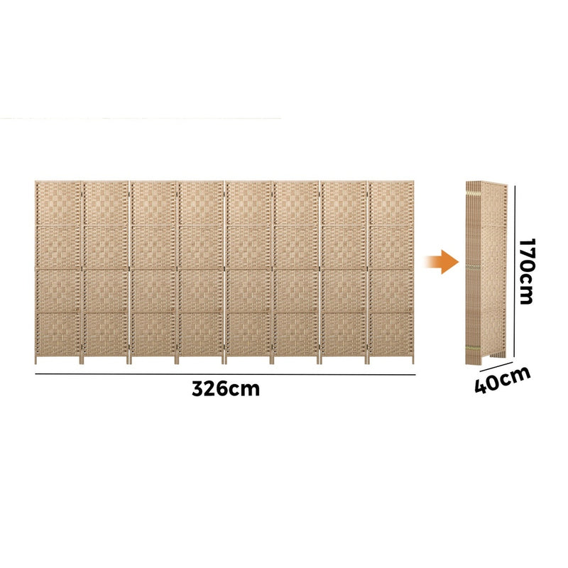 Oikiture 8 Panel Room Divider Privacy Screen Wood