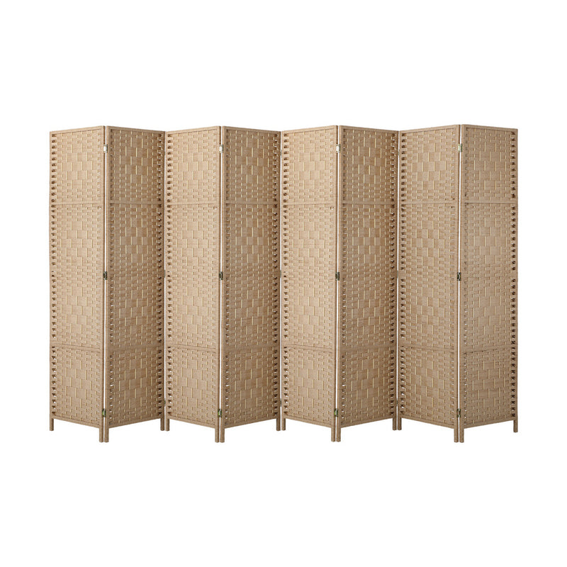 Oikiture 8 Panel Room Divider Privacy Screen Wood