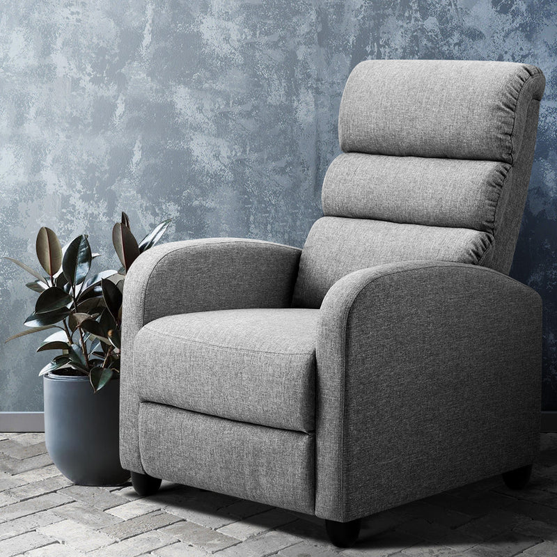 Artiss Recliner Armchair Grey Fabric Bolivia