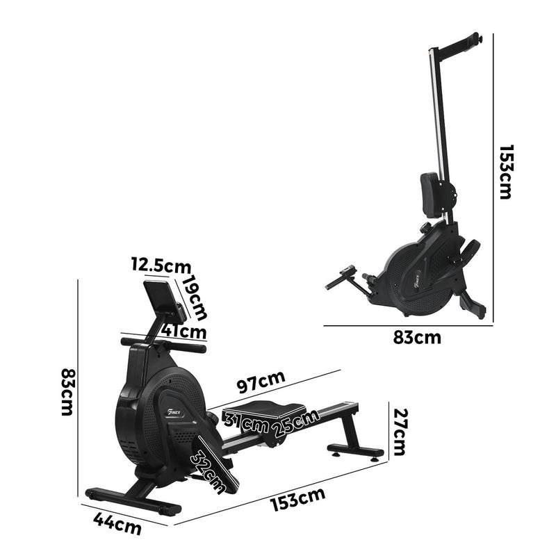 Finex Rowing Machine Rower Magnetic Resistance Black