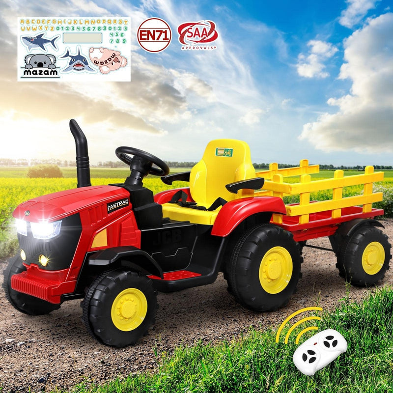 Mazam XL Kids Ride On Tractor 12V with Trailer Remote Red