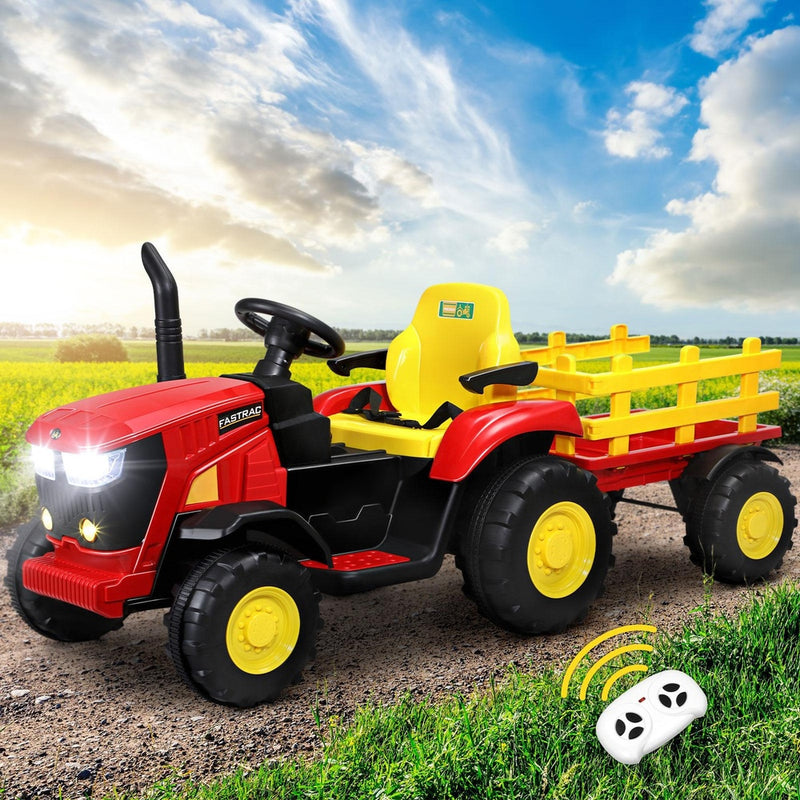 Mazam XL Kids Ride On Tractor 12V with Trailer Remote Red