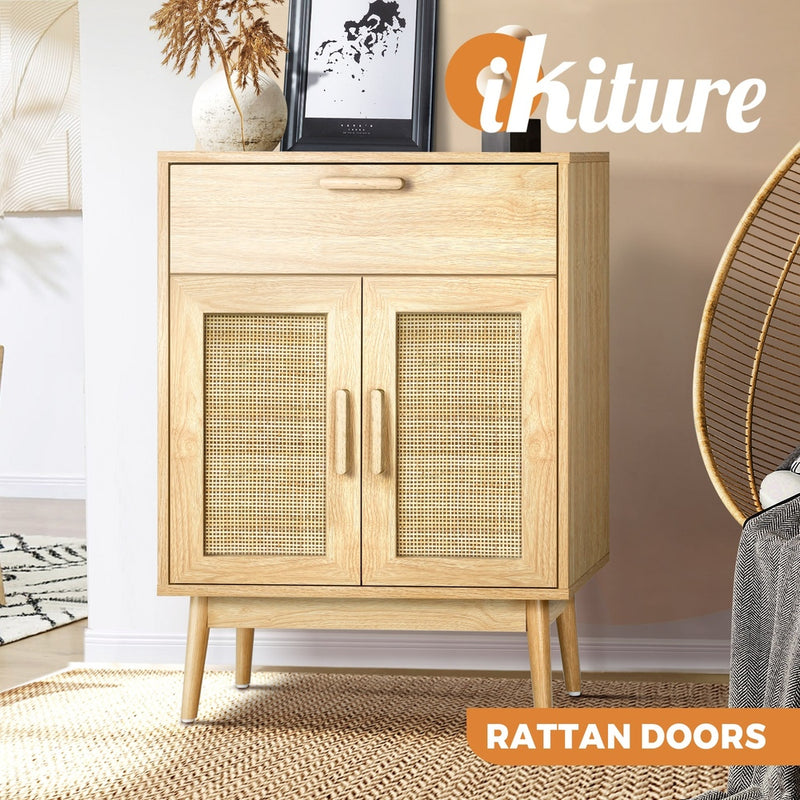 Oikiture Sideboard Rattan Hallyway Table Wood