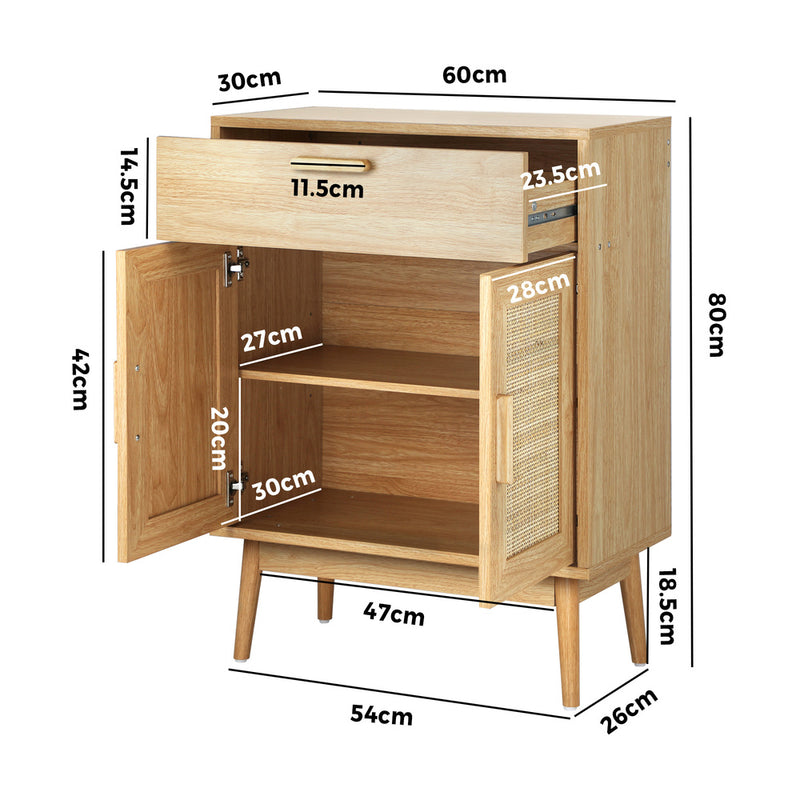 Oikiture 2x Buffet Sideboard Rattan Cupboard Cabinet Storage