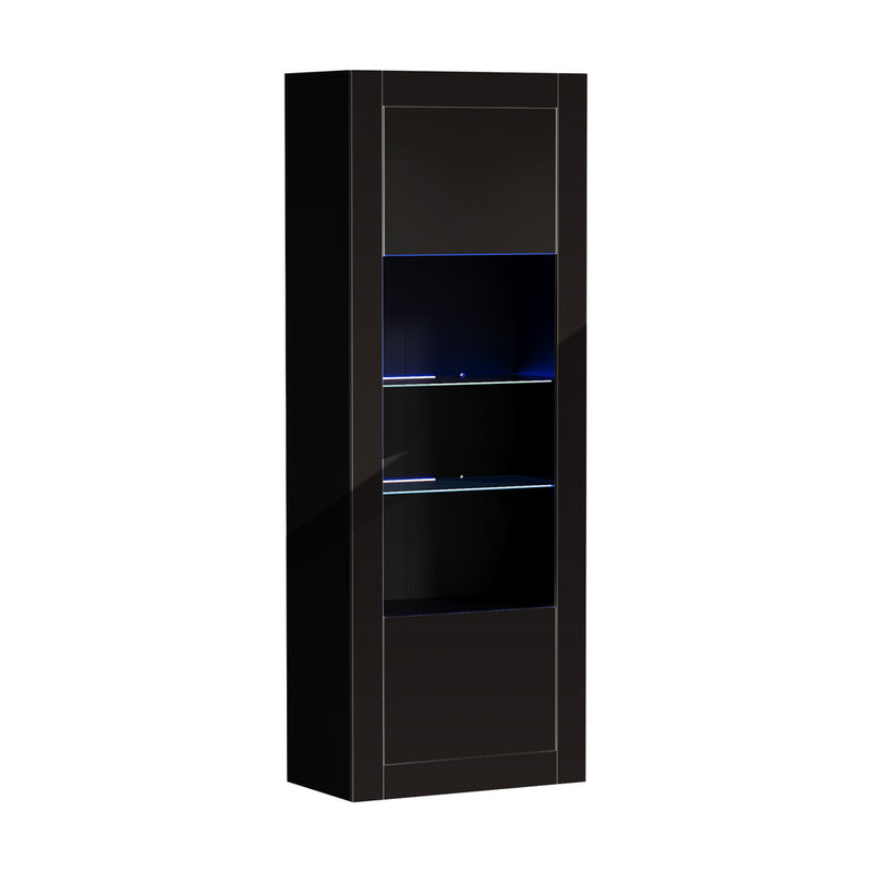 Oikiture Display Cabinet Sideboard Storage Cupboard LED 170cm Black