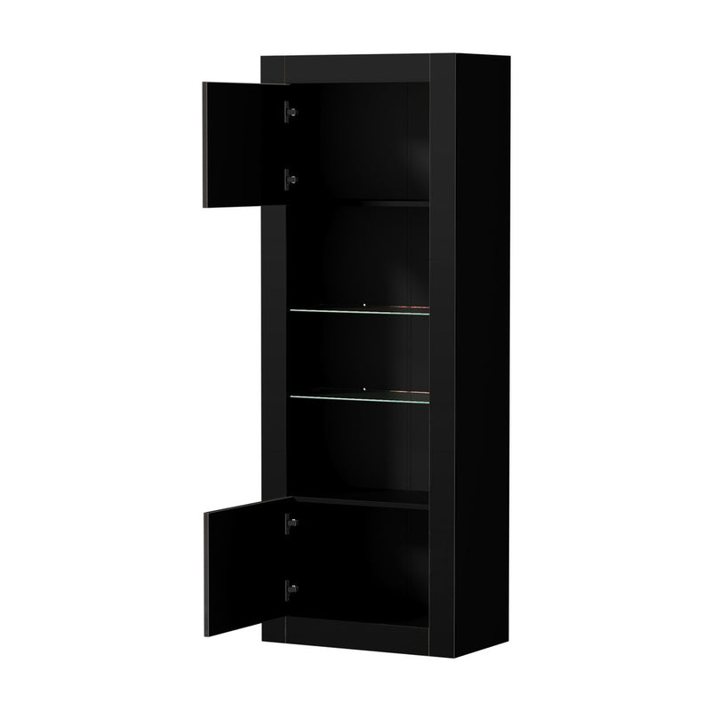 Oikiture Display Cabinet Sideboard Storage Cupboard LED 170cm Black