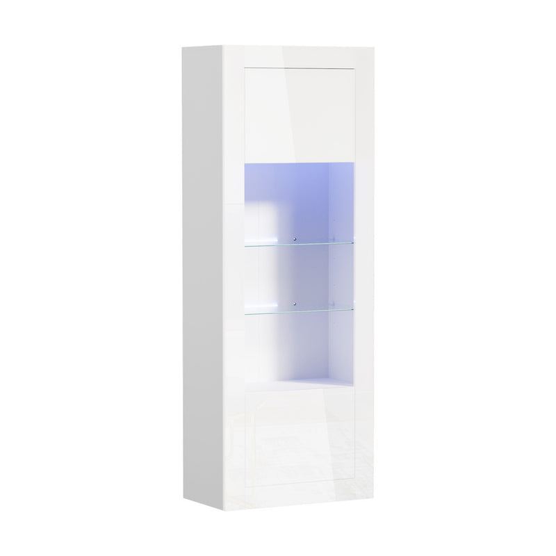 Oikiture Display Cabinet Sideboard Storage Cupboard LED 170cm White