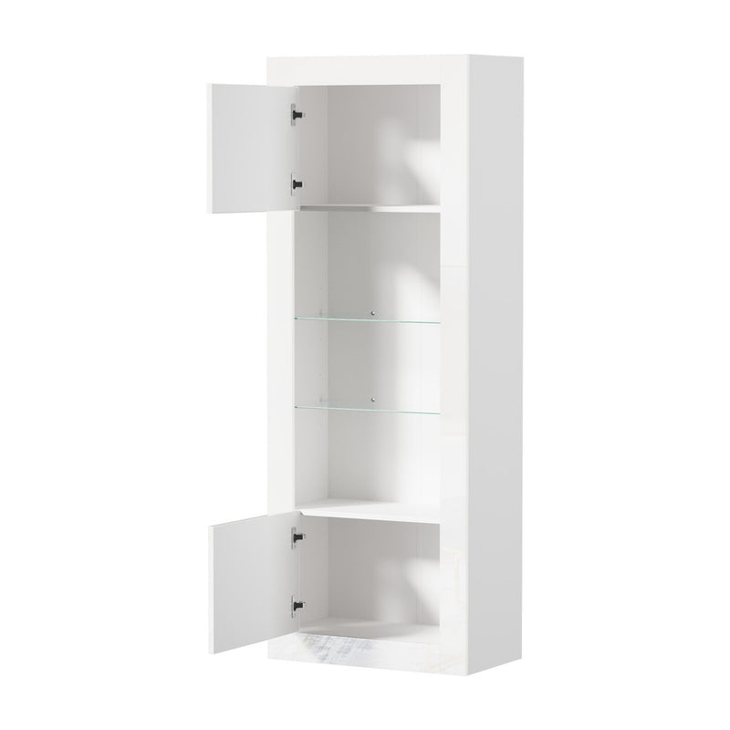 Oikiture Display Cabinet Sideboard Storage Cupboard LED 170cm White
