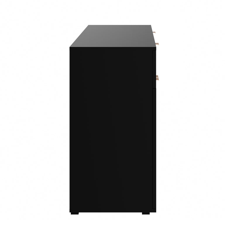 Oikiture Sideboard High Gloss 4 Doors 2 Drawers Black