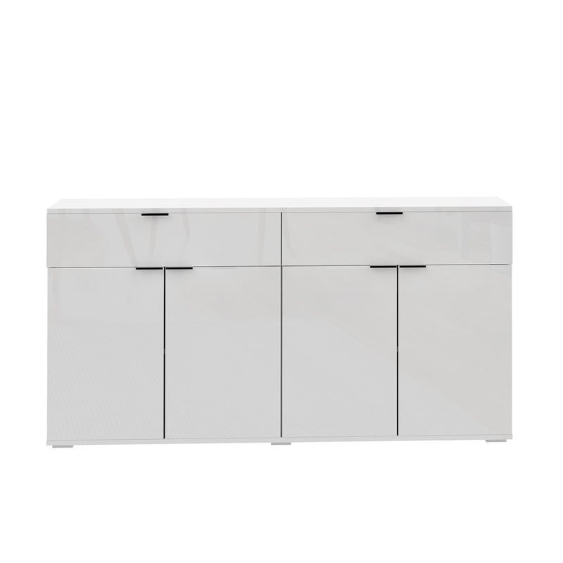 Oikiture Sideboard High Gloss 4 Doors 2 Drawers White