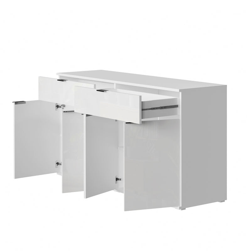 Oikiture Sideboard High Gloss 4 Doors 2 Drawers White