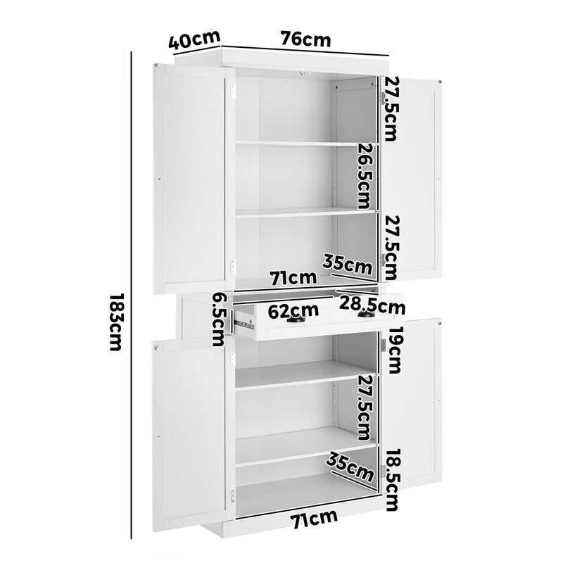 Oikiture Sideboard Cabinet Storage Cupboard Pantry Drawer 6-Tier Shelf