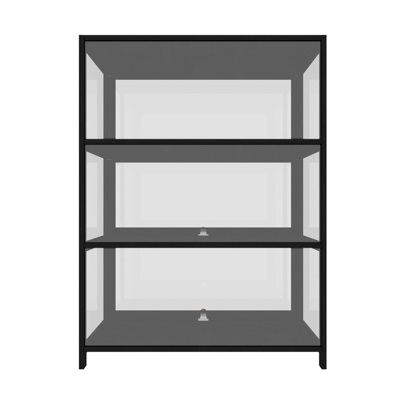 Oikiture Display Cabinet 3 Tiers Clear Door Black