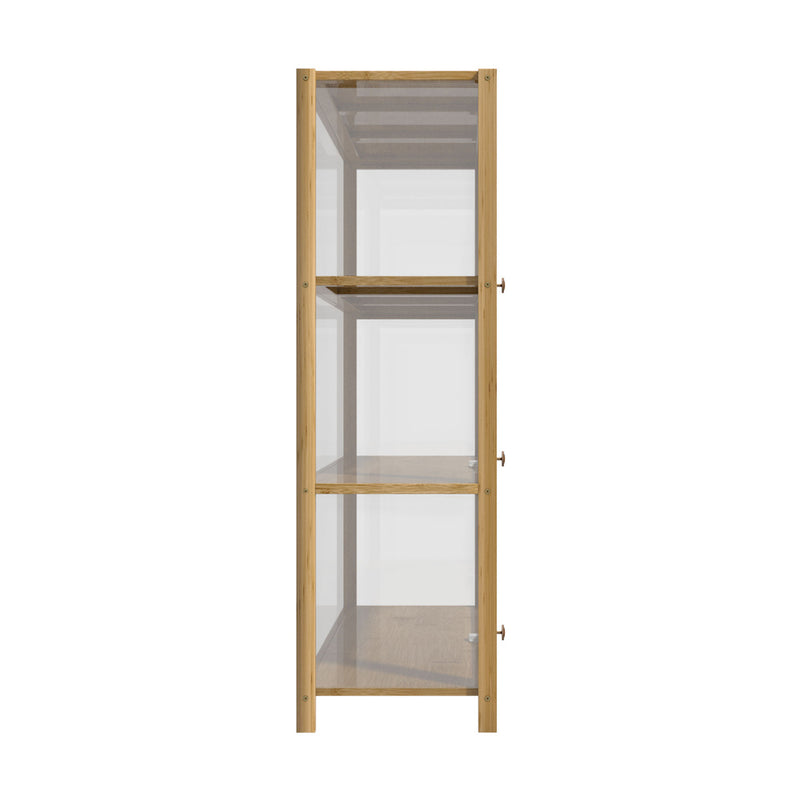 Oikiture Display Cabinet 3-Tier Shelves Clear Oak