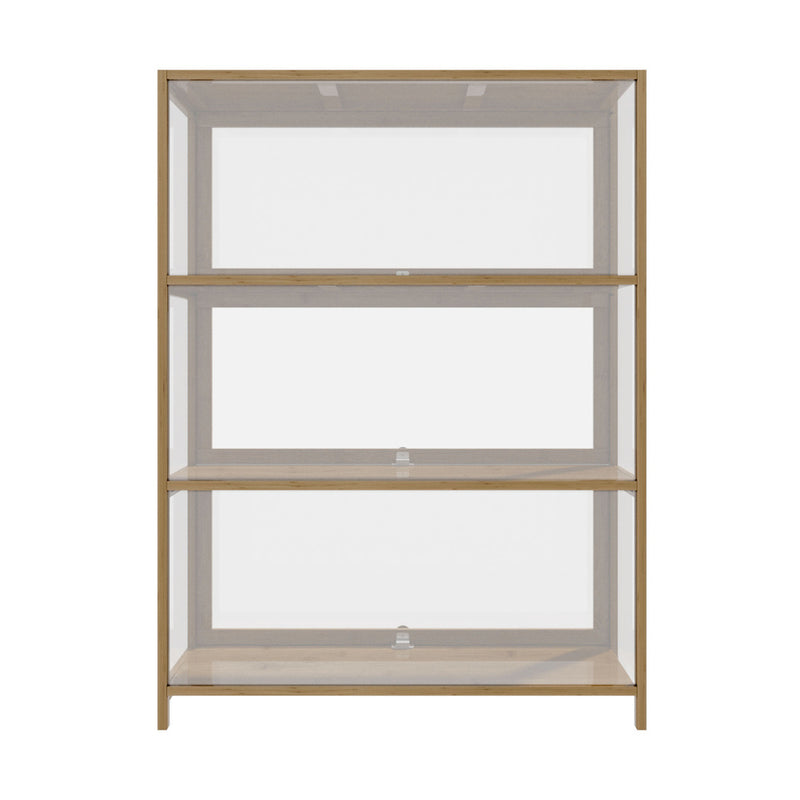 Oikiture Display Cabinet 3-Tier Shelves Clear Oak