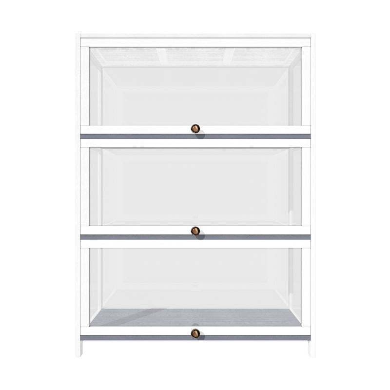 Oikiture Display Cabinet 3 Tiers Clear Door White