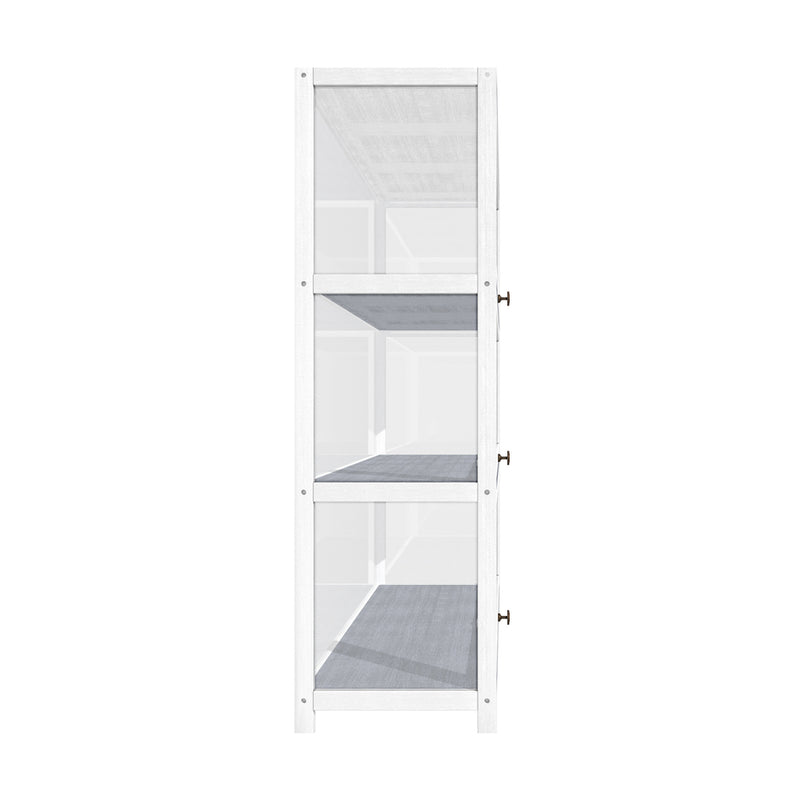 Oikiture Display Cabinet 3 Tiers Clear Door White