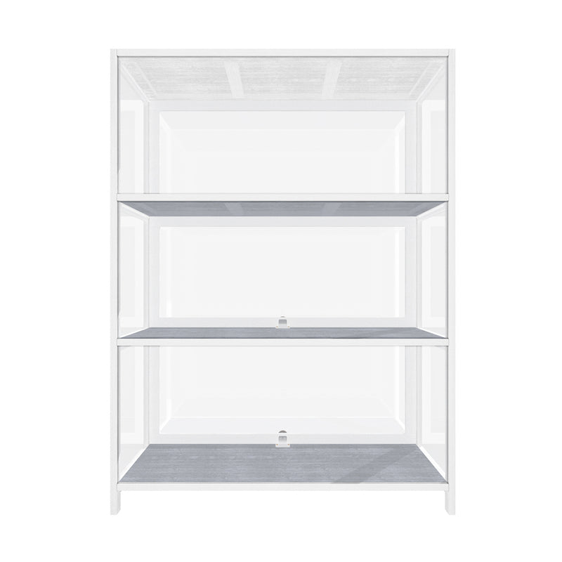 Oikiture Display Cabinet 3 Tiers Clear Door White