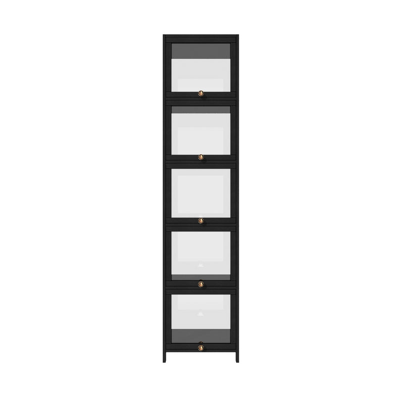 Oikiture Display Cabinet Slim 5-Tier Clear Black