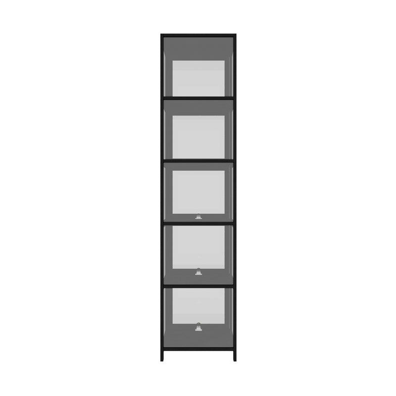 Oikiture Display Cabinet Slim 5-Tier Clear Black