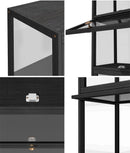Oikiture Display Cabinet Slim 5-Tier Clear Black