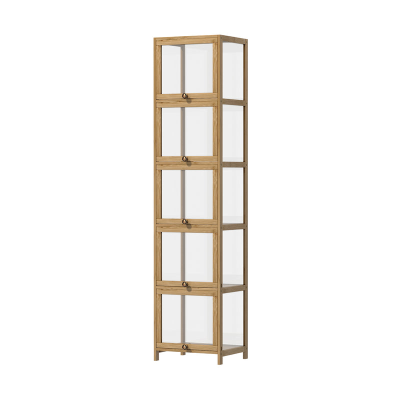 Oikiture Display Cabinet Slim 5-Tier Shelves Clear Oak
