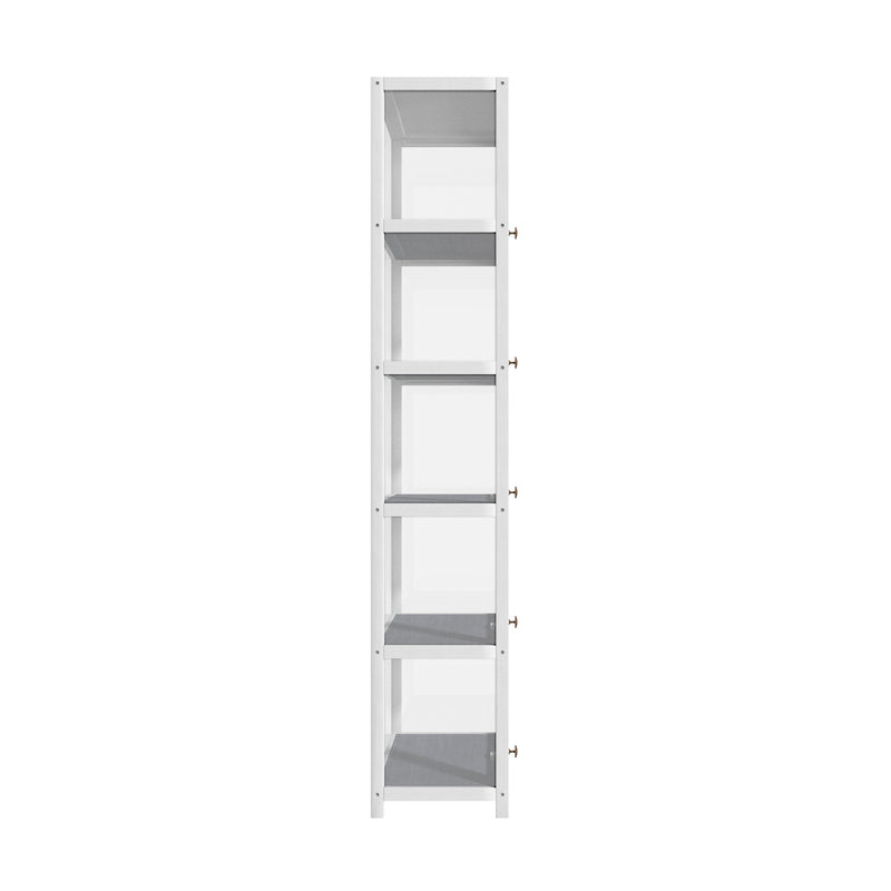 Oikiture Display Cabinet Slim 5-Tier Shelves Clear White