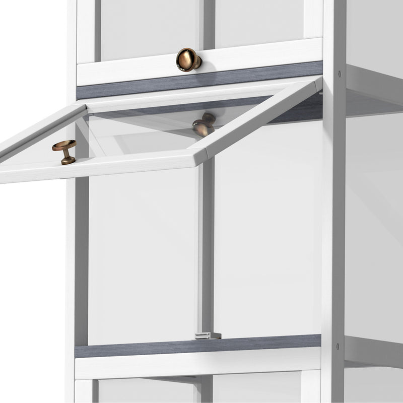 Oikiture Display Cabinet Slim 5-Tier Shelves Clear White
