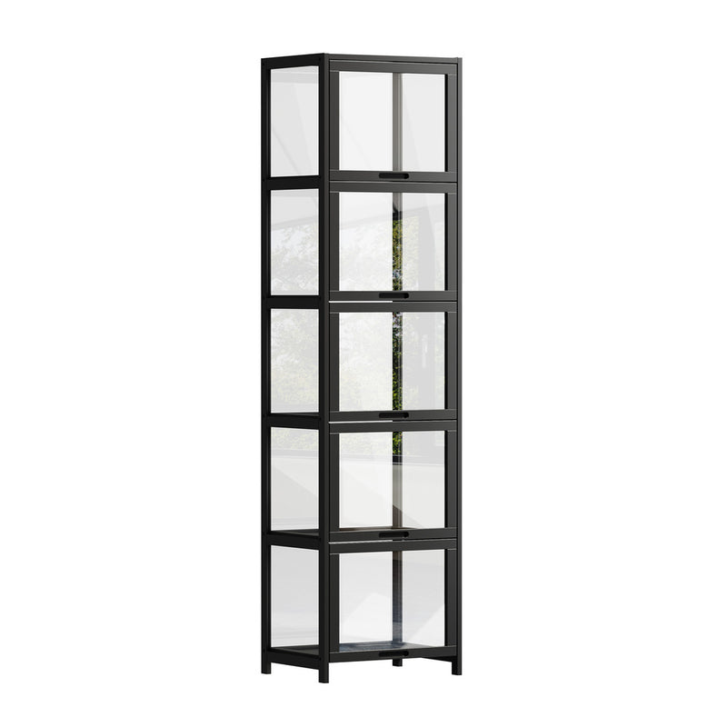 Oikiture Storage 5-Tier Shelves Display Cabinet Bookcase Rack Black