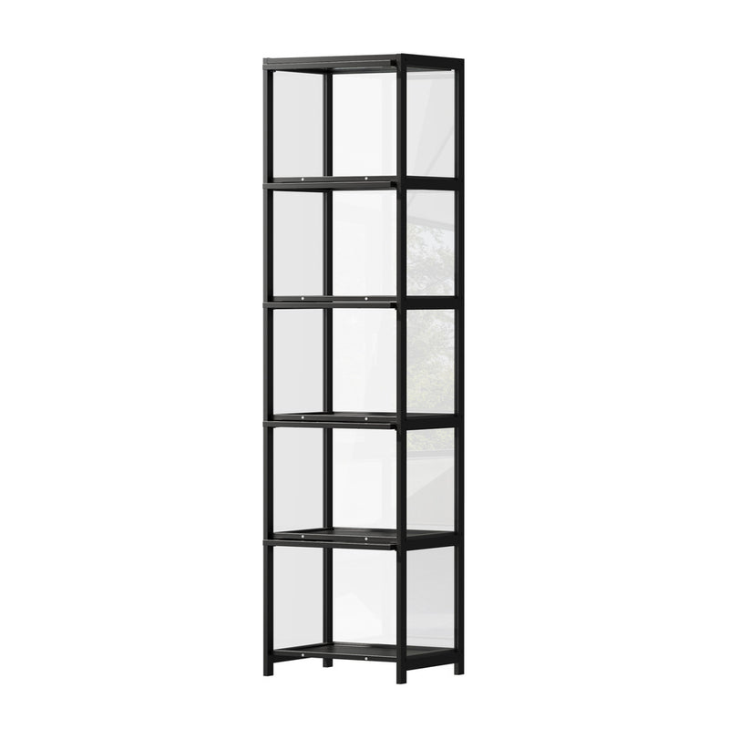 Oikiture Storage 5-Tier Shelves Display Cabinet Bookcase Rack Black