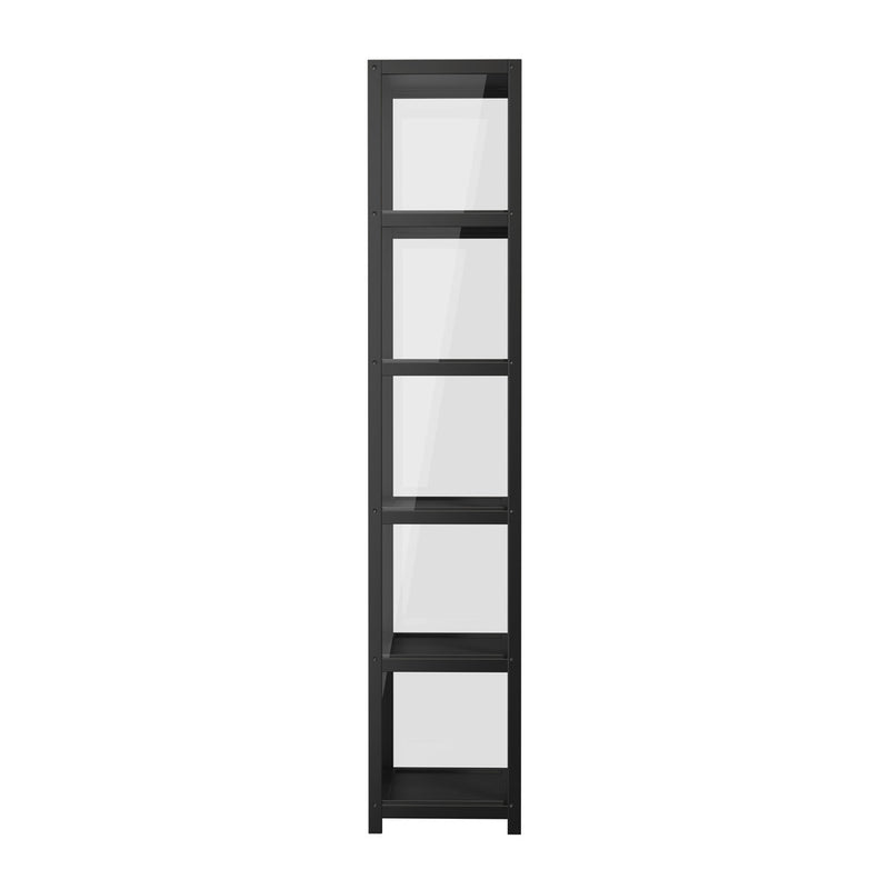 Oikiture Storage 5-Tier Shelves Display Cabinet Bookcase Rack Black