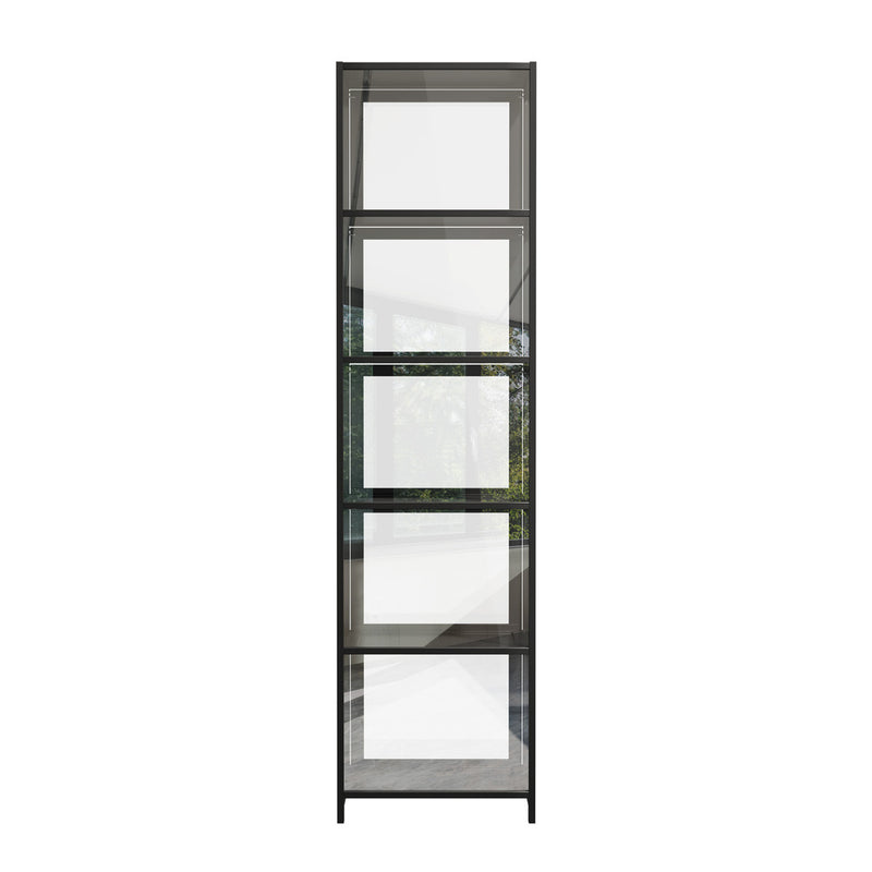 Oikiture Storage 5-Tier Shelves Display Cabinet Bookcase Rack Black