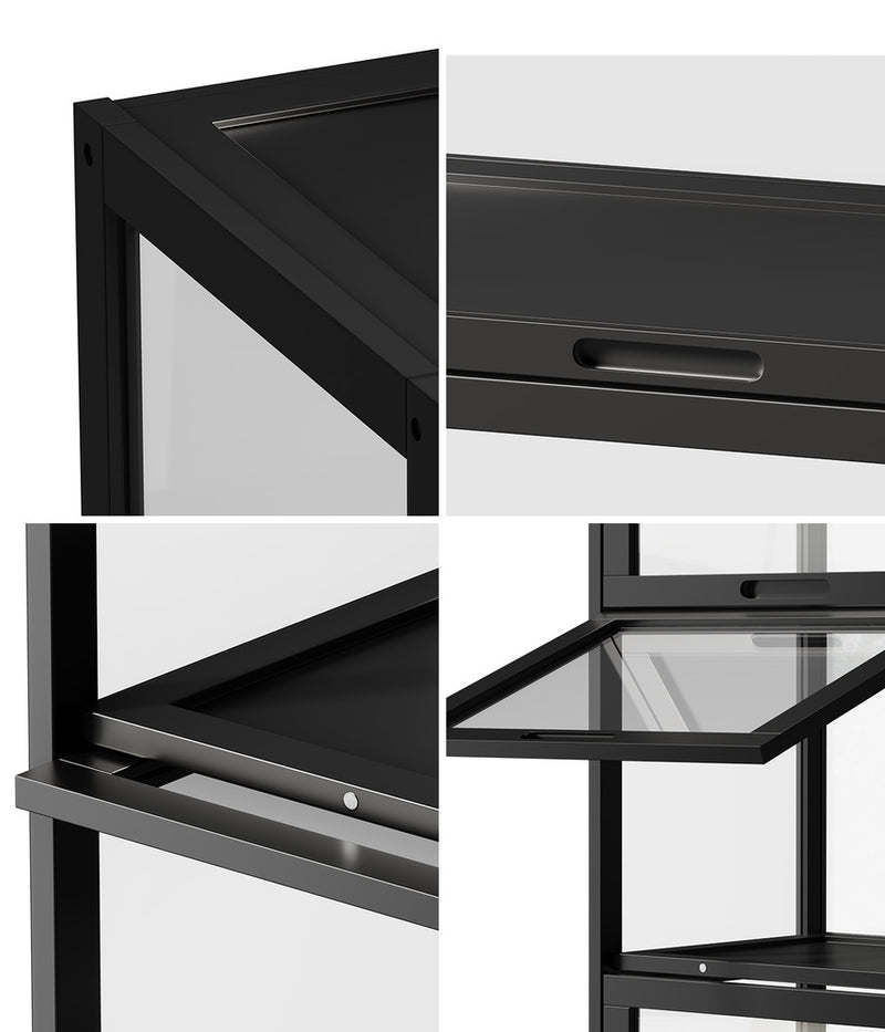 Oikiture Storage 5-Tier Shelves Display Cabinet Bookcase Rack Black