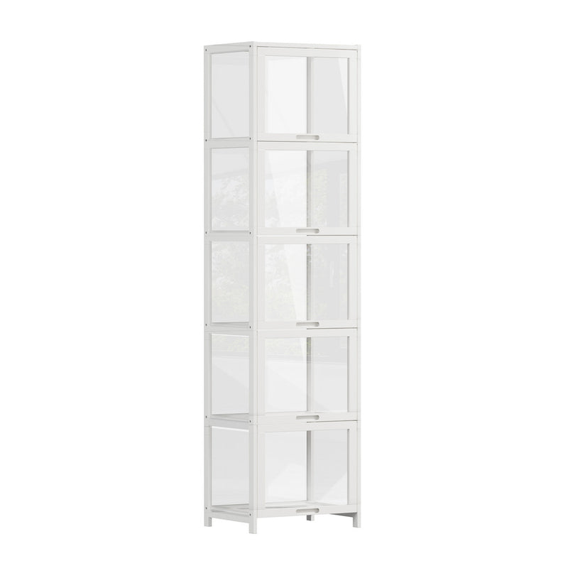 Oikiture Storage 5-Tier Shelves Display Cabinet Bookcase Rack White