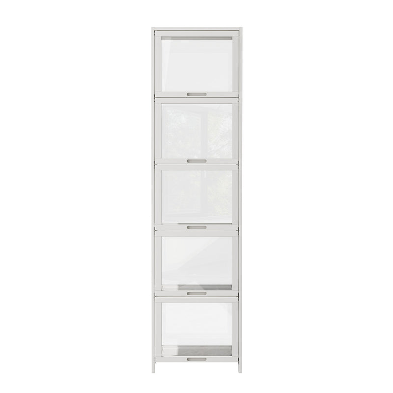 Oikiture Storage 5-Tier Shelves Display Cabinet Bookcase Rack White