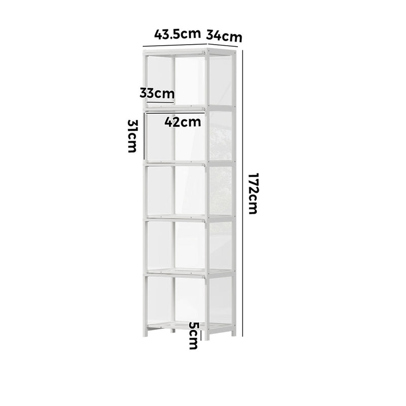 Oikiture Storage 5-Tier Shelves Display Cabinet Bookcase Rack White