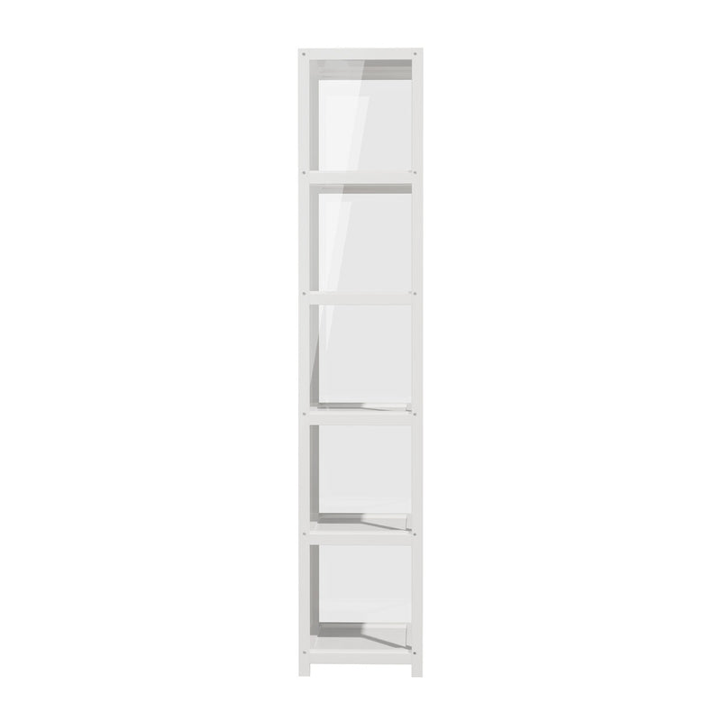 Oikiture Storage 5-Tier Shelves Display Cabinet Bookcase Rack White