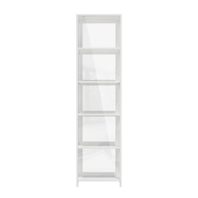 Oikiture Storage 5-Tier Shelves Display Cabinet Bookcase Rack White