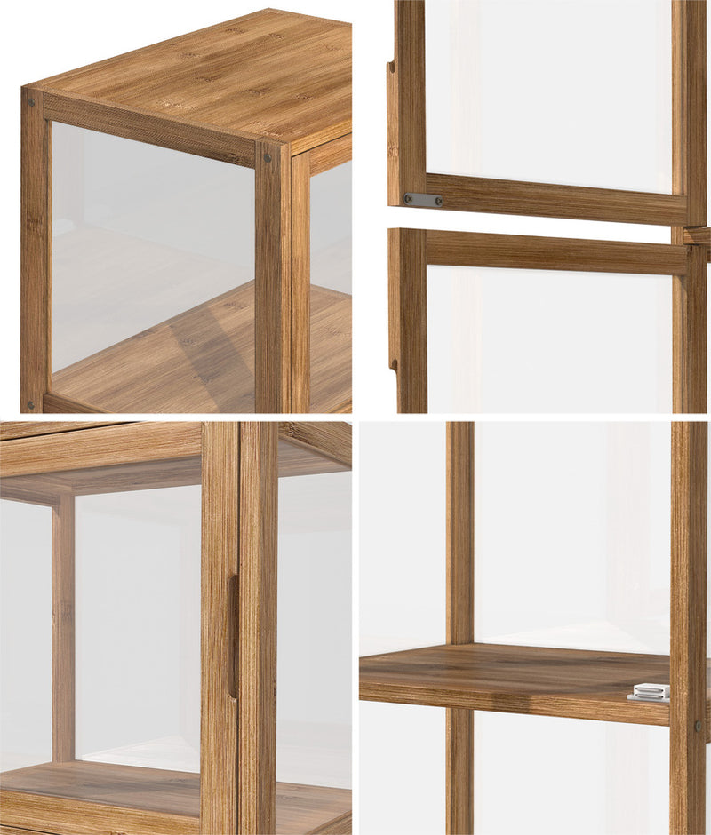 Oikiture Display Cabinet 5-Tier Slim Storage Shelves Brown