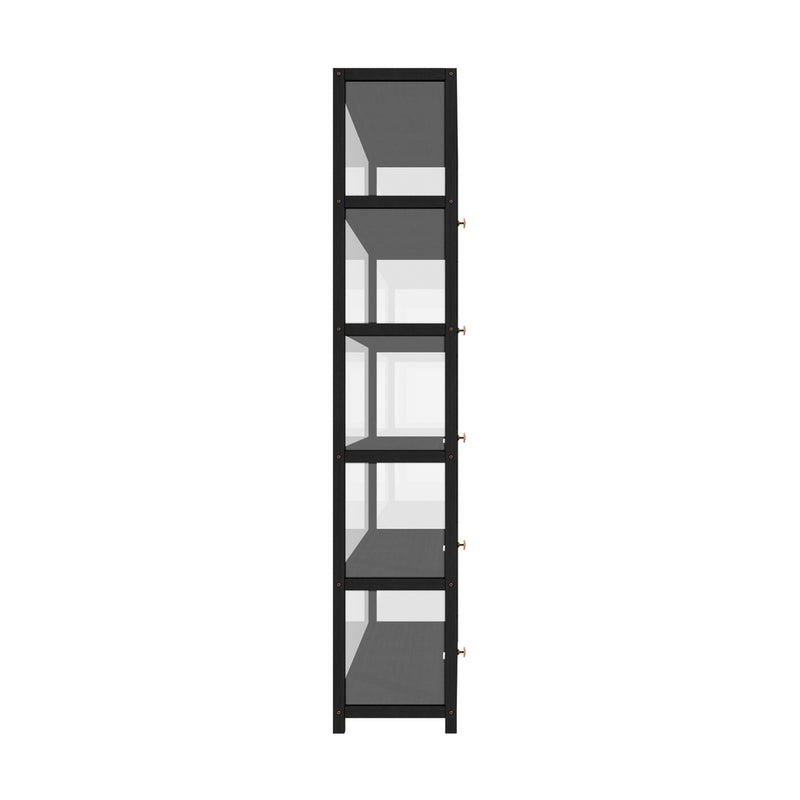Oikiture Display Cabinet 5 Tiers Clear Door Black