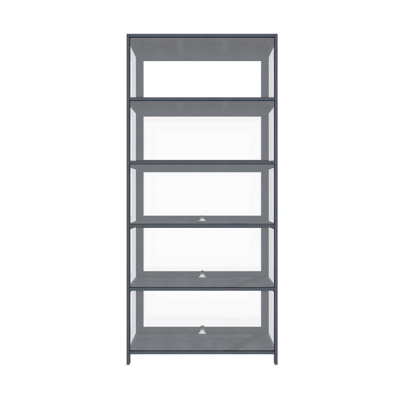 Oikiture Display Cabinet 5 Tiers Clear Door Grey