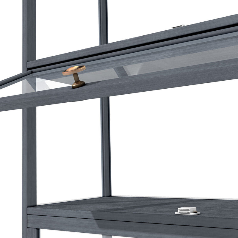 Oikiture Display Cabinet 5 Tiers Clear Door Grey