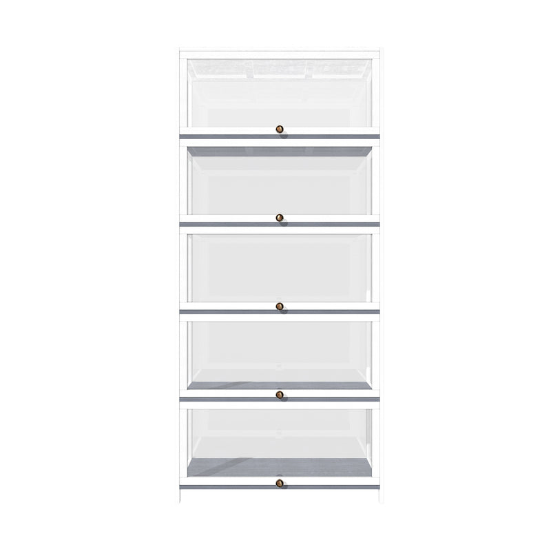 Oikiture Display Cabinet 5 Tiers Clear Door White