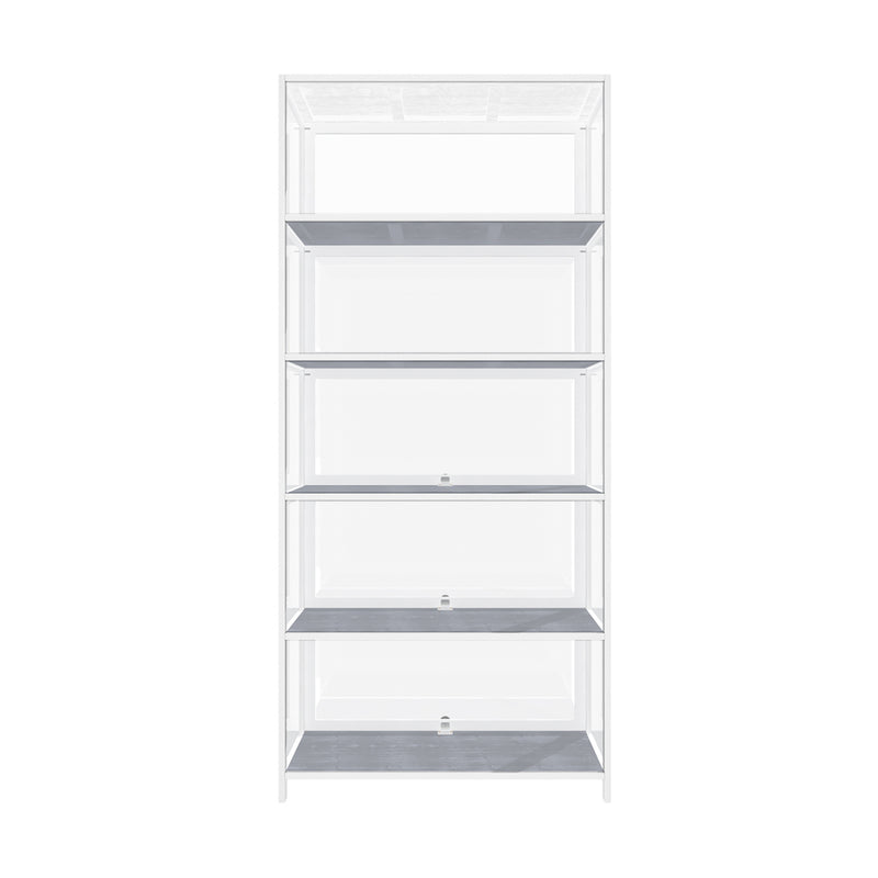 Oikiture Display Cabinet 5 Tiers Clear Door White