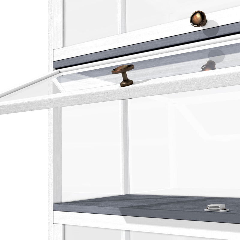 Oikiture Display Cabinet 5 Tiers Clear Door White
